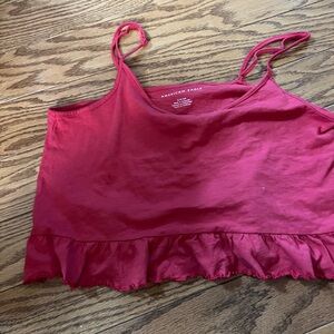American Eagle Reddish Ruffle Hem Tank Top